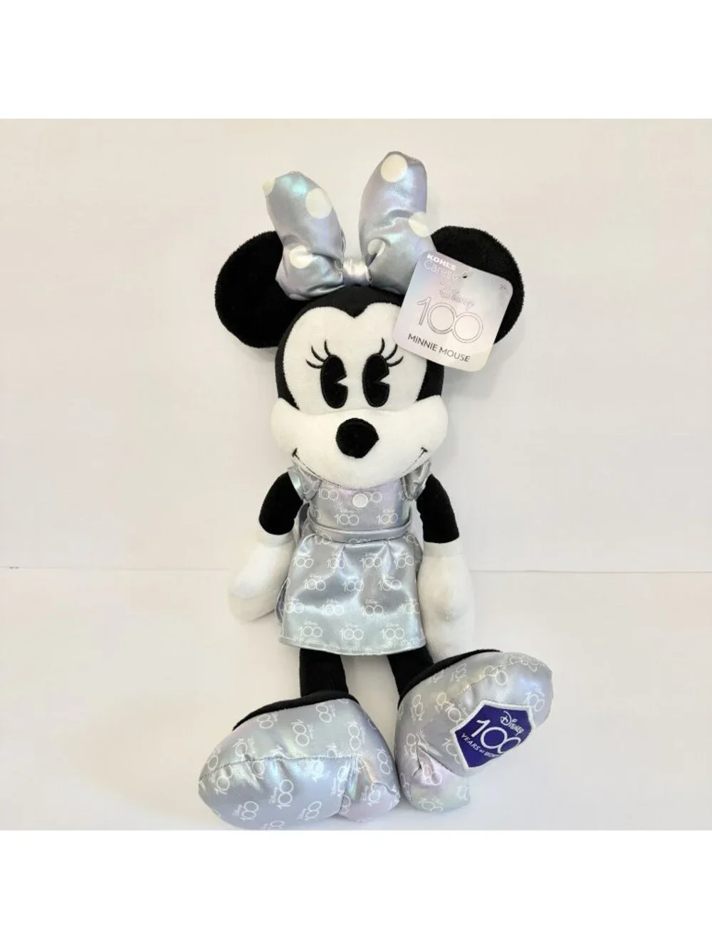 Kohl’s Cares Disney 100 Minnie Mouse 18” Plush Silver Iridescent Just Play